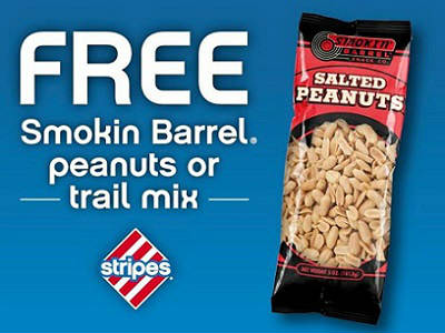 Free Smokin Barrel Peanuts at Stripes Store (Expired)