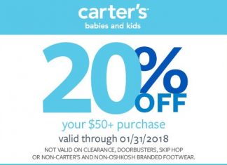 20% Discount Coupon at Carter’s and OshKosh B’Gosh
