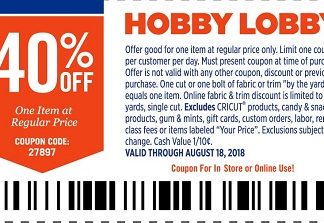 Hobby Lobby Printable Coupons: Get 40% Off (Expired) Hobby Lobby Printable Coupons